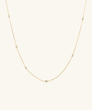 Multi Station Round Diamond Necklace 14k Yellow Gold