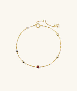 Multi Gemstone Station Bracelet 14k Yellow Gold
