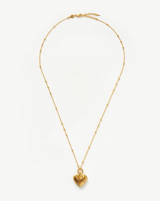 Ridge Heart Charm Pendant Necklace | 18ct Gold Plated